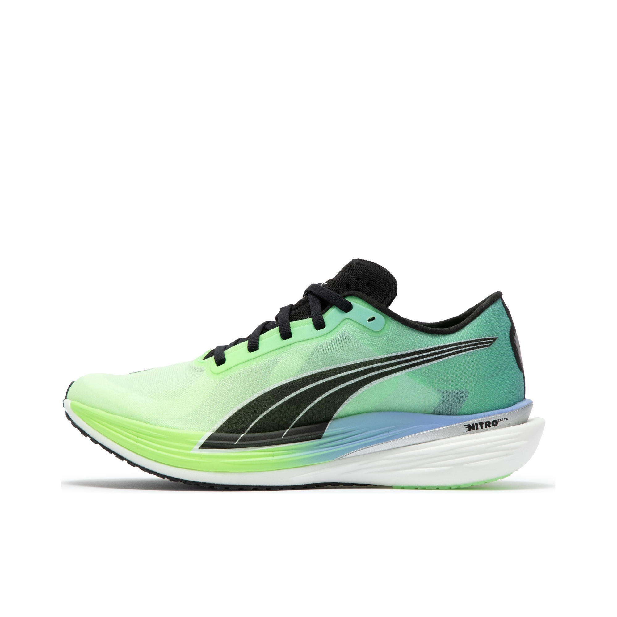 推荐商品：Puma/彪马 Deviate Nitro Elite 2 碳板 网布 缓震轻便 防滑耐磨 舒适透气 织物 休闲百搭 跑鞋 女款/荧光绿/电光蓝/黑色