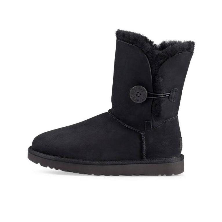 推荐商品：UGG  Classic Mini II  防滑耐磨 舒适保暖 圆头 套筒平底 加绒 休闲百搭 潮流简约 绒面  雪地靴 短靴 中筒/黑色