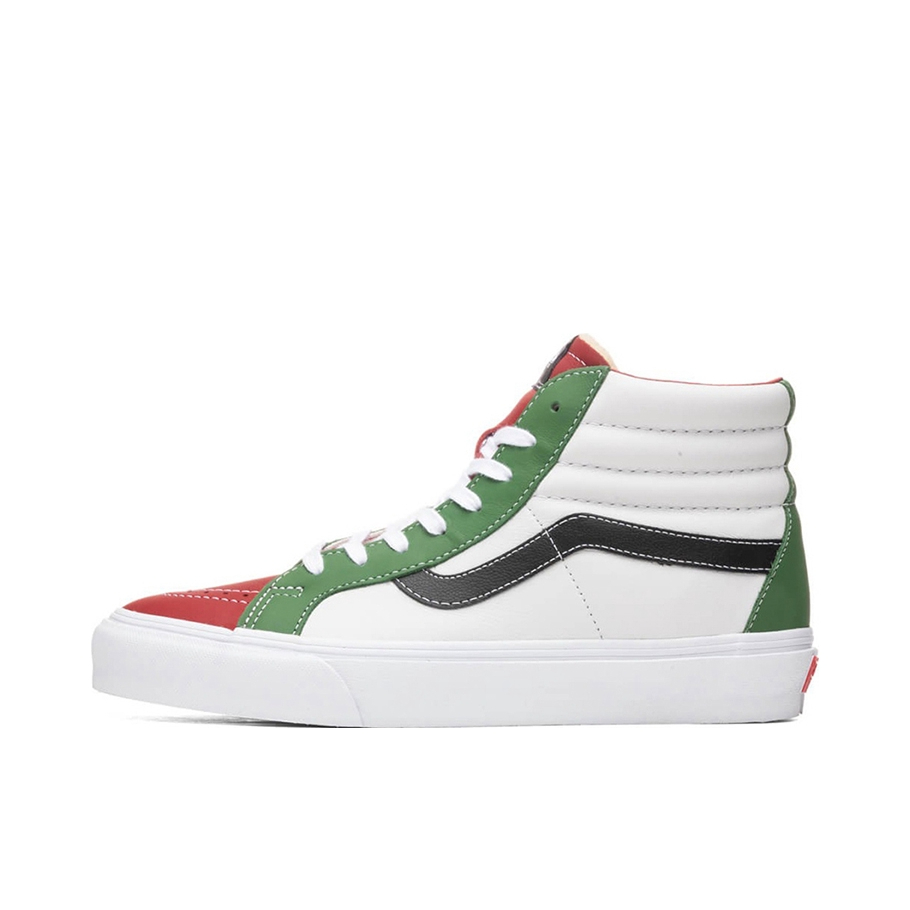 推荐商品：Vans/范斯 SK8-Hi 板鞋 潮流经典拼接复古街头厚底 深红色/绿色/白色