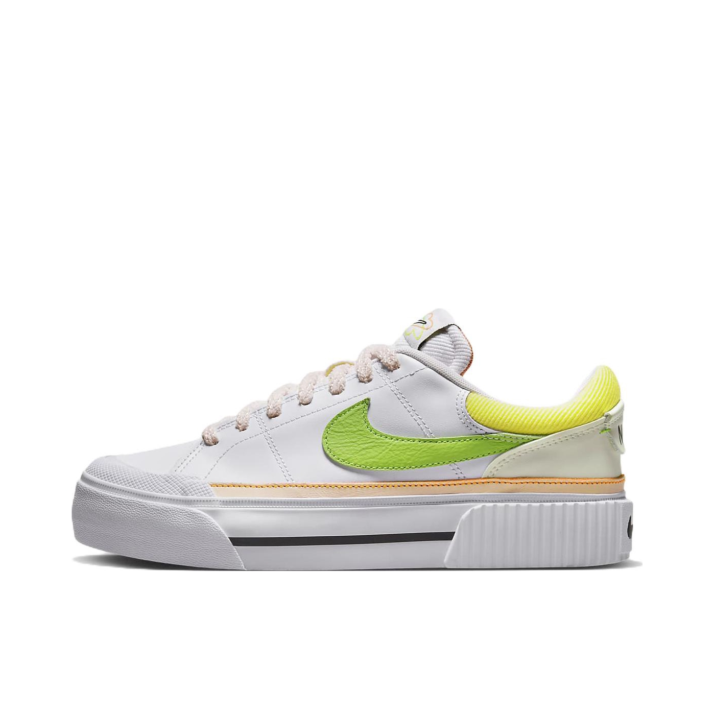 推荐商品：Nike Court Legacy Lift 板鞋 舒适缓震耐磨透气增高抓地 男款/白色/黄色/绿色