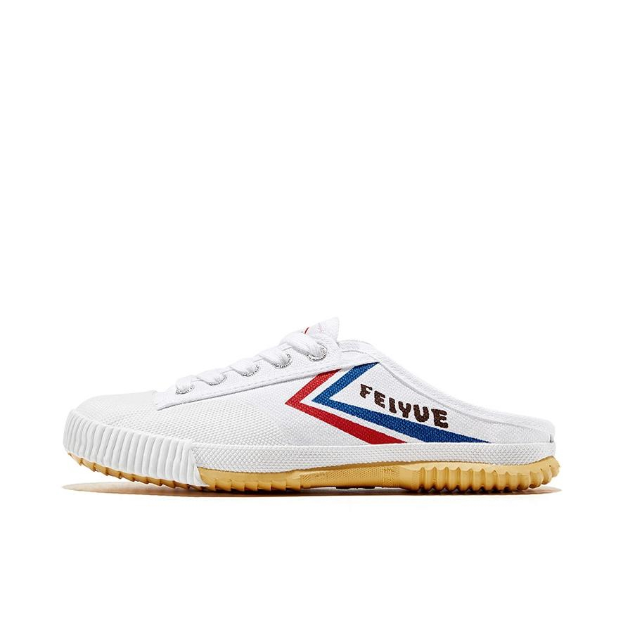 推荐商品：Feiyue/飞跃 潮流复古 舒适轻便 外穿透气 无后跟 半托 一脚蹬 两穿 帆布鞋 白色
