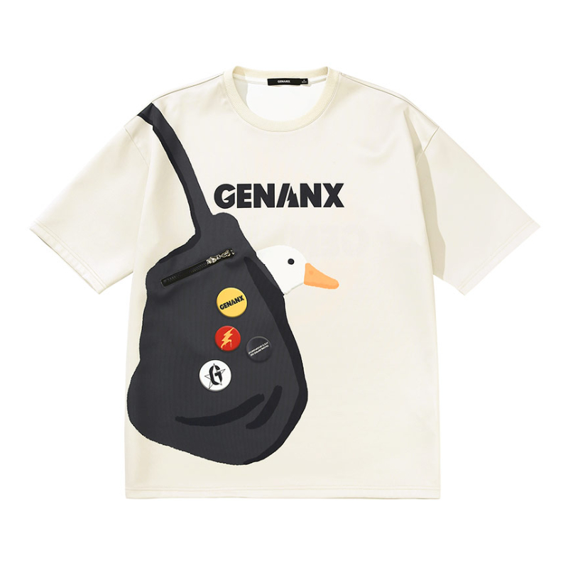 【王铮亮同款】Genanx 印花透气耐磨短袖T恤 男女同款 C1587 杏