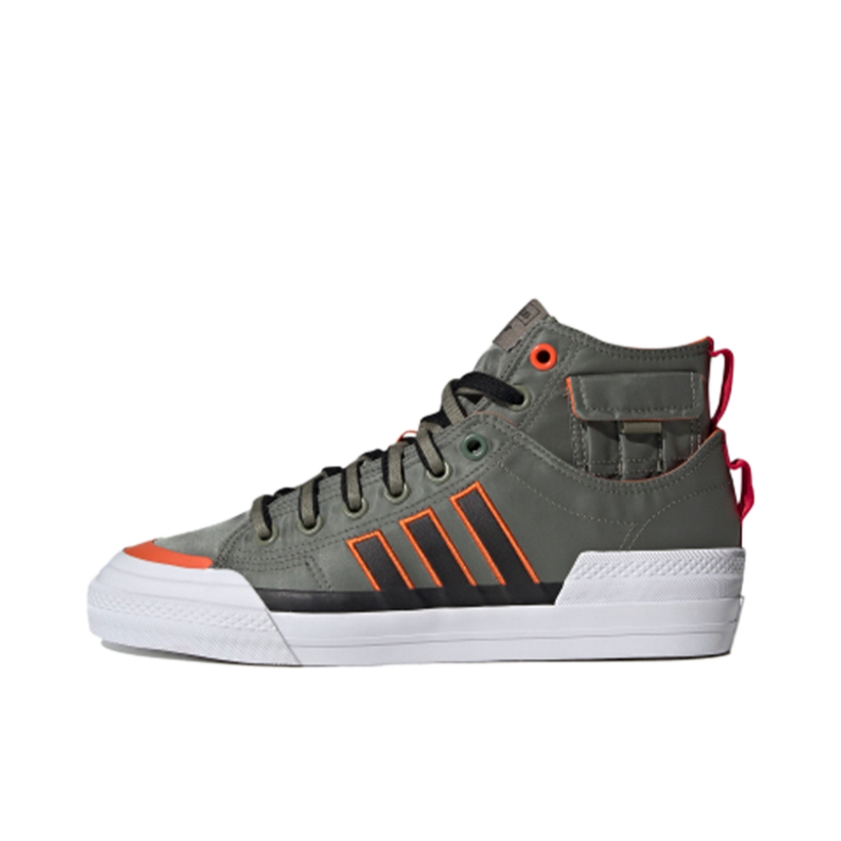 推荐商品：adidas Originals Nizza 经典复古 包裹性 轻便透气 防滑 增高 厚度 舒适 耐磨 帆布鞋 高帮/绿色/白色/橙色
