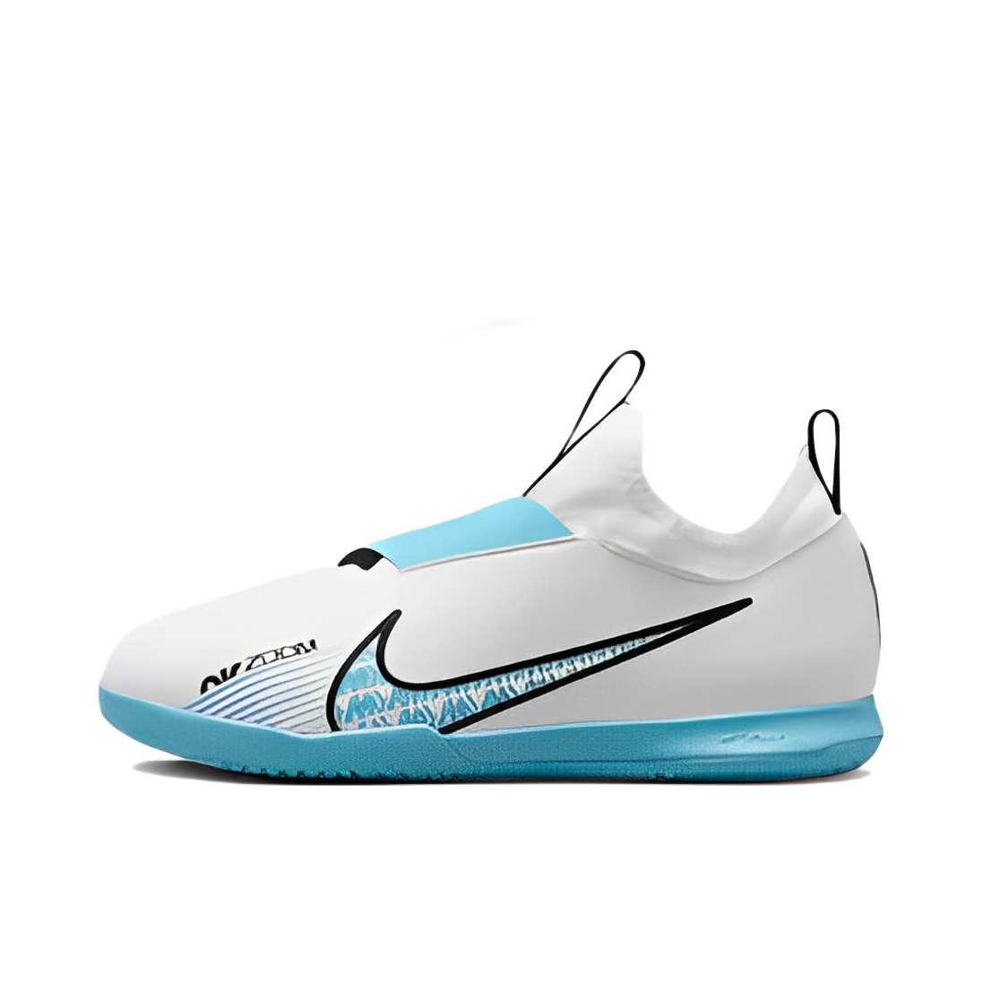 推荐商品：Nike Zoom Mercurial Vapor 15 Academy IC 防滑耐磨 圆头 透气 运动鞋儿童 大童/白色/蓝色
