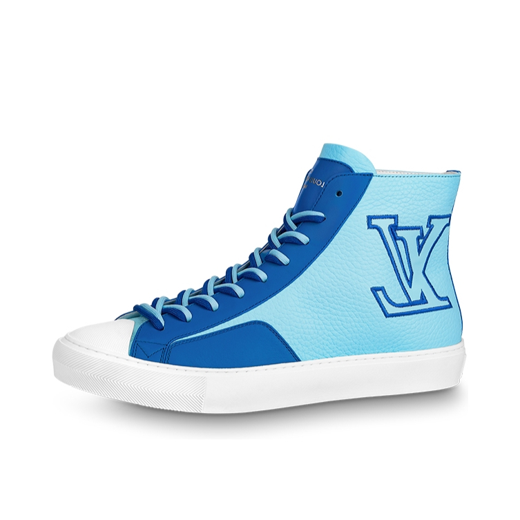 推荐商品：Louis Vuitton Tattoo系列 时尚休闲 防滑耐磨 透气 板鞋 高帮/白色/蓝色