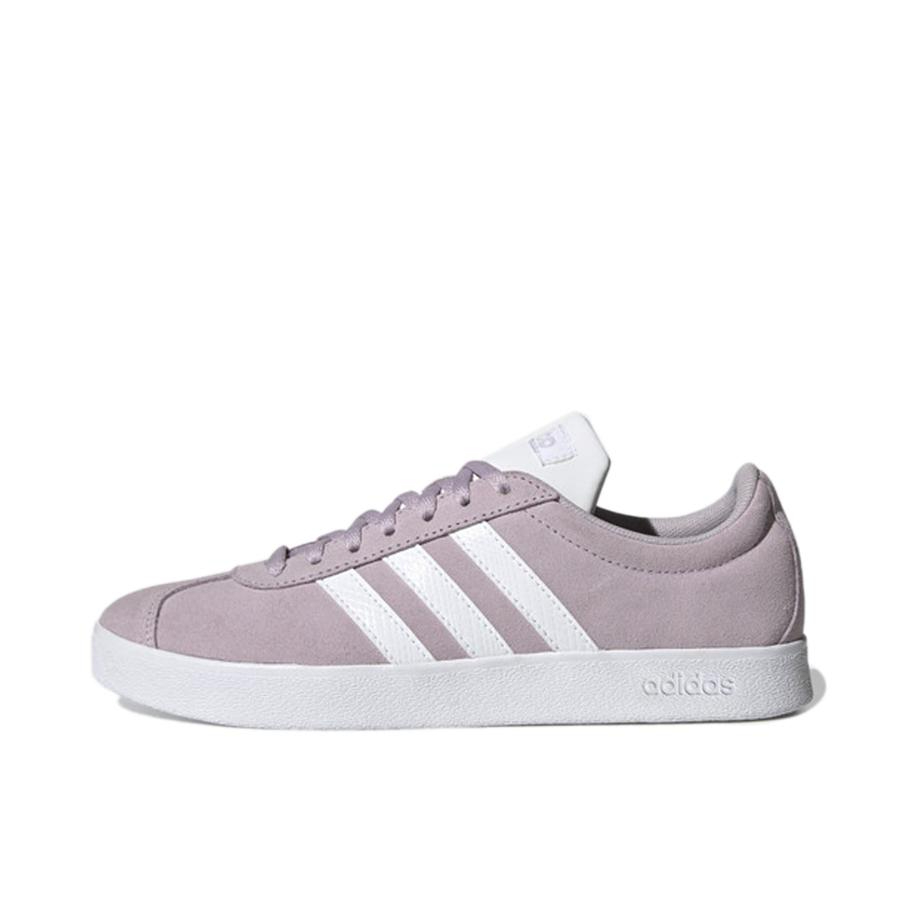 推荐商品：adidas VL Court 2.0 T头鞋 德训鞋 板鞋 百搭轻便复古防滑耐磨轻运动合成革圆头平跟 香芋紫/白色