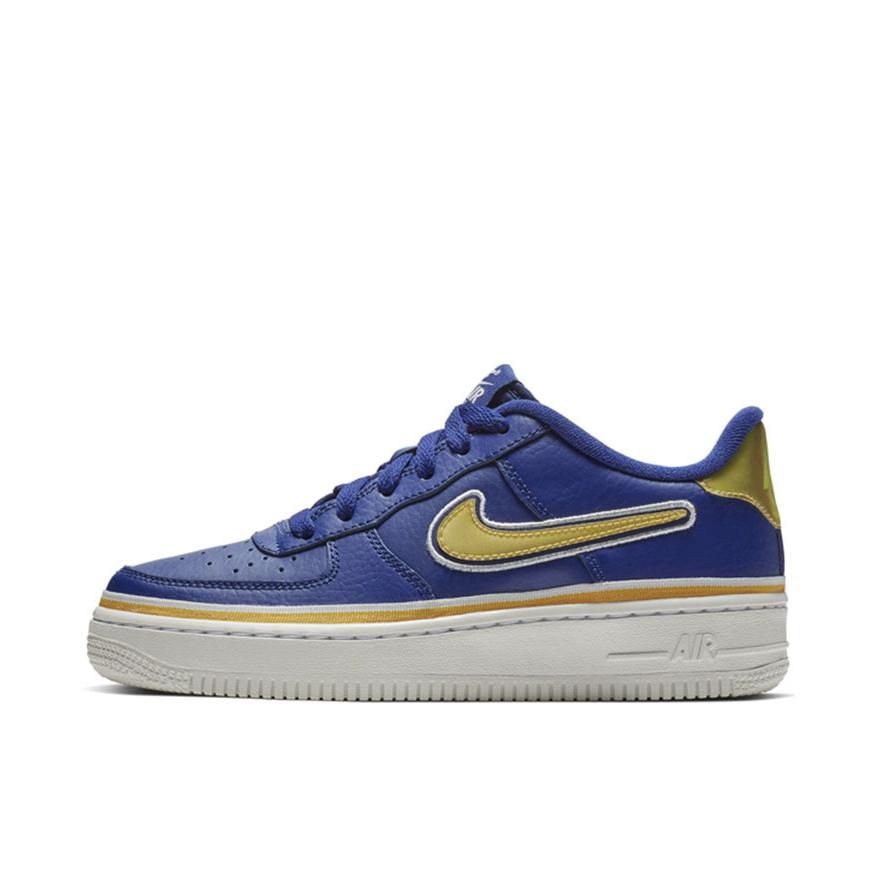 推荐商品：Nike Air Force 1 空军一号 板鞋 轻便舒适百搭耐磨防滑复古 Deep Royal/University Gold 低帮/NBA联名/勇士蓝黄
