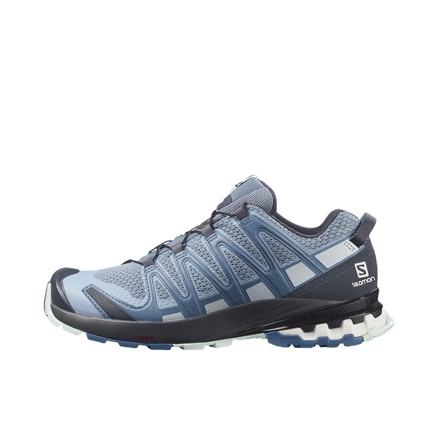 推荐商品：Salomon/萨洛蒙 XA Pro 3D V8 户外休闲鞋 防水透气稳定耐磨防滑越野网布圆头回弹合成革 女款/灰色/蓝色