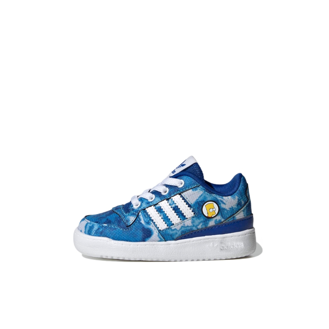 推荐商品：adidas Originals Forum 时尚经典 休闲运动 舒适透气 防滑耐磨 轻便百搭 魔术贴 板鞋儿童 The Simpsons联名/婴童/深蓝/浅蓝/白色