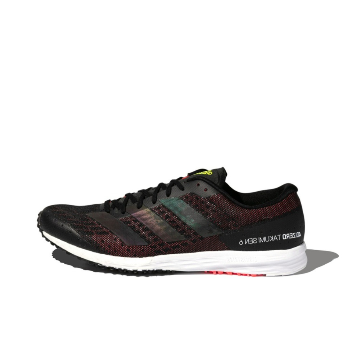 推荐商品：adidas Adizero Takumi Sen 6 跑鞋 轻便减震防滑耐磨舒适透气休闲简约网布马拉松 黑色/遗迹暗红/银色/绿色