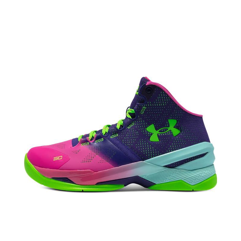 推荐商品：Under Armour/安德玛 Curry 2 透气 减震耐磨 实战训练 篮球鞋  GS/粉紫蓝