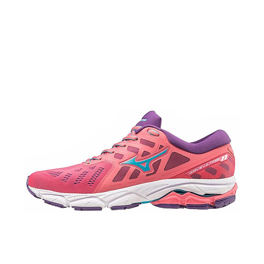 推荐商品：Mizuno/美津浓 Wave Ultima 11 缓震回弹 包裹性 织物 网布 跑鞋 粉色/白色/紫色