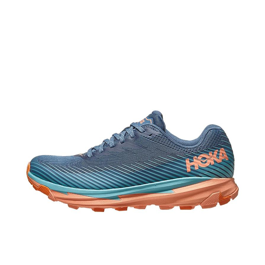 推荐商品：HOKA ONE ONE Torrent 2 减震轻量 防滑耐磨 网面透气 织物 户外 越野 跑鞋 女款/蓝色/橙色