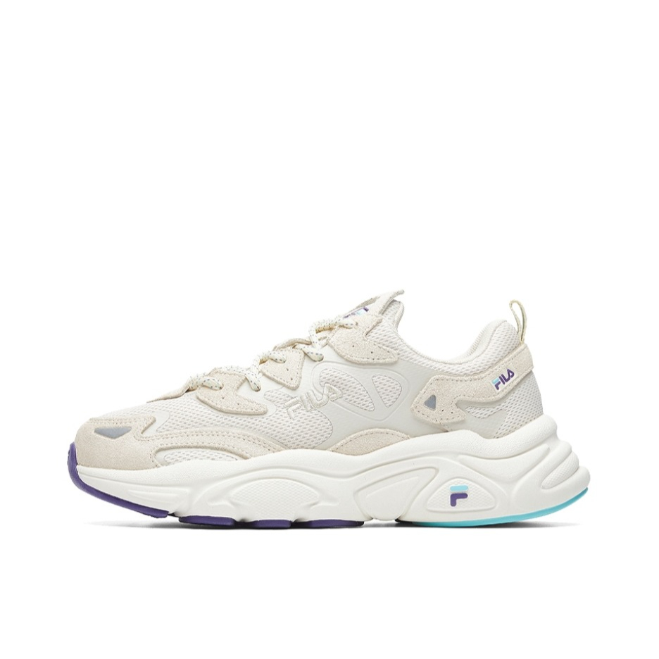 推荐商品：FILA/斐乐  Mars 火星 老爹鞋 防滑耐磨舒适透气百搭时尚复古休闲运动织物合成革软底 女款/奶白/木薯粉