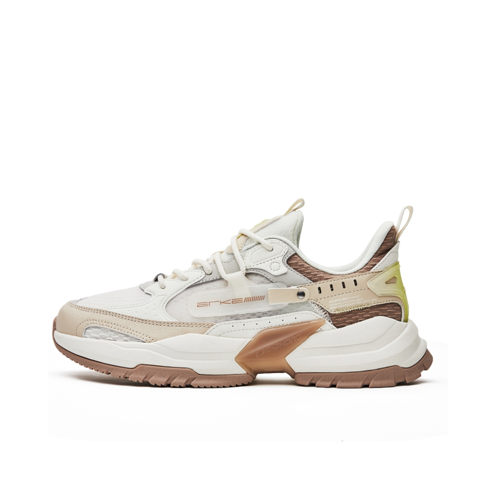 推荐商品：鸿星尔克 天狼2.0 耐磨 减震防滑 透气 软底抓地 厚底增高 运动休闲鞋 橡芽白/暖亚麻