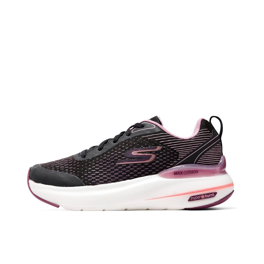 推荐商品：Skechers/斯凯奇 Max Cushioning Hyper Burst 足弓支撑科技 缓震软底 高回弹 网面透气 运动轻质 跑鞋 黑色/茱萸粉