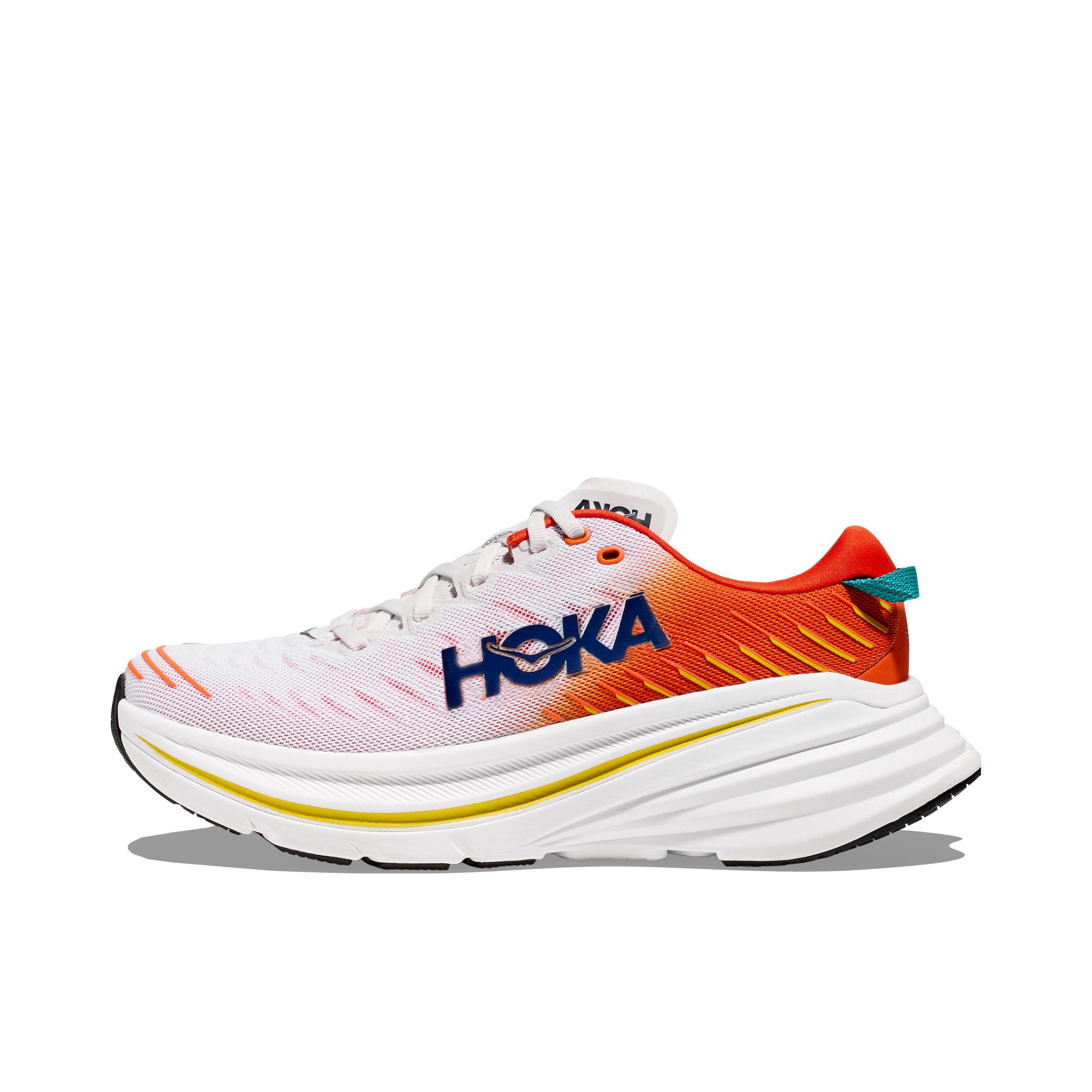 推荐商品：HOKA ONE ONE Bondi X 减震回弹 防滑耐磨 舒适透气 百搭 碳板 潮流时尚 织物 跑鞋 白色/红色