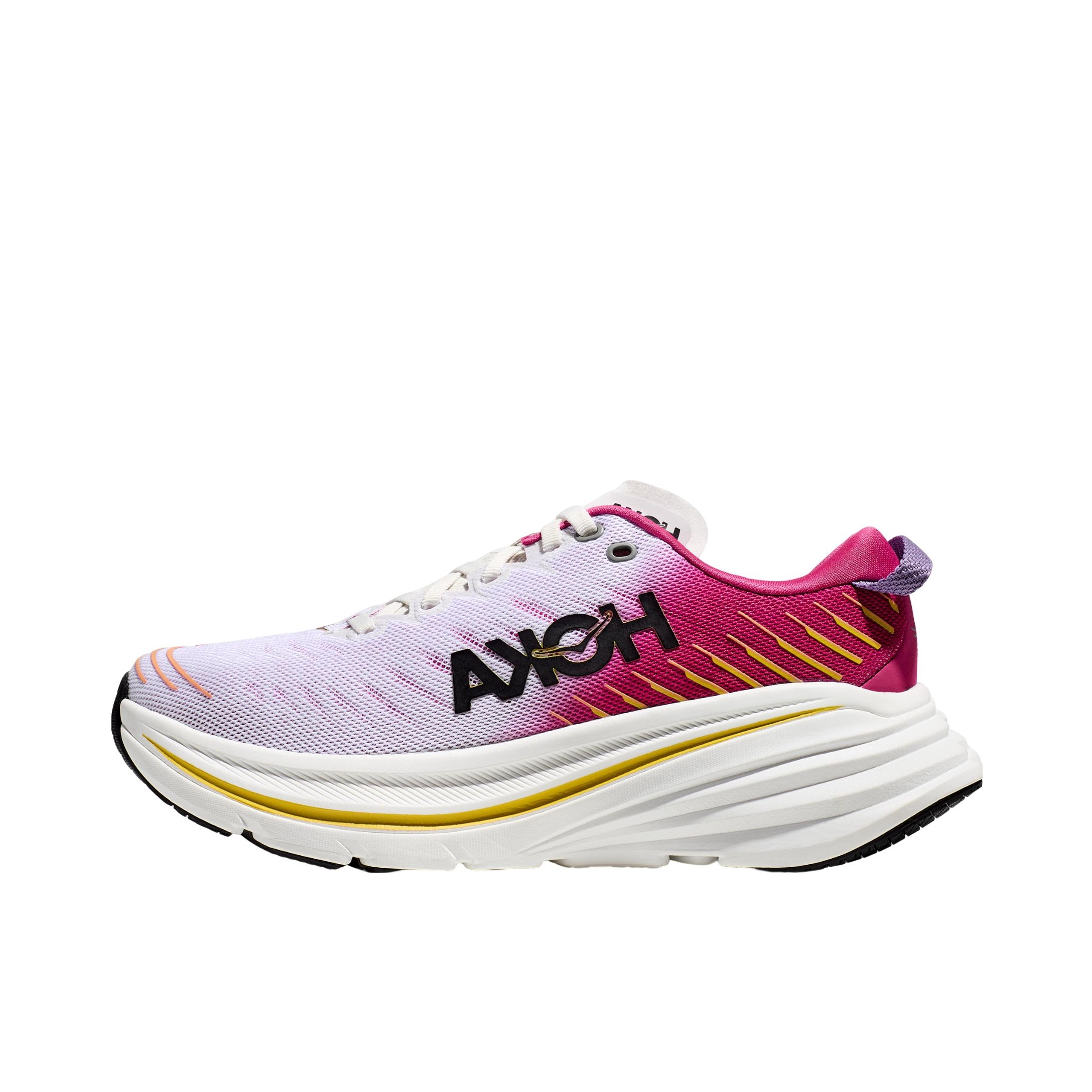推荐商品：HOKA ONE ONE Bondi X 减震回弹 防滑耐磨 舒适透气 百搭 碳板 潮流时尚 织物 跑鞋 白色/粉色