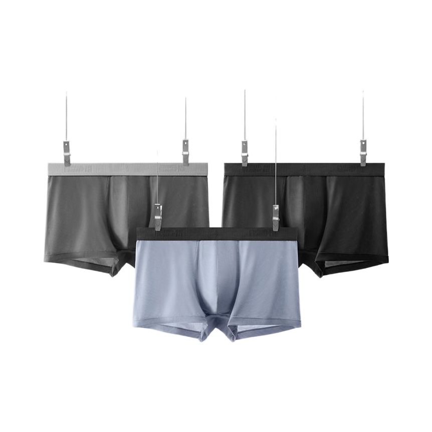 推荐商品：Bananain/蕉内 马年 银皮3系发育期莫代尔冰丝感网眼透气纯棉裆部中腰抗菌里贴男士四角内裤301P 黑+磁铁黑+洗石蓝/3条装