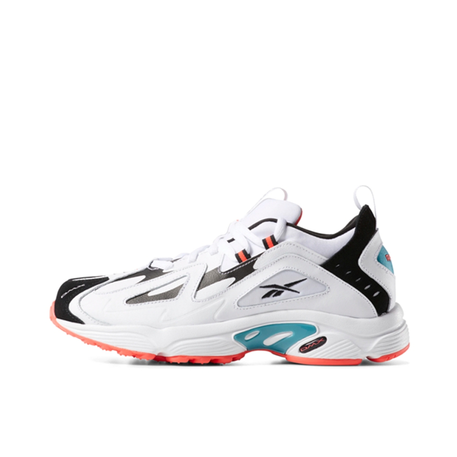 推荐商品：Reebok/锐步 DMX Series 1200 运动休闲鞋 时尚复古百搭防滑耐磨舒适透气合成革织物增高减震 White/Black/Turquoise

 白黑橙