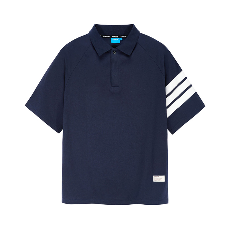 推荐商品：Iconslab x SSUR PLUS 联名  美式条纹分割翻领短袖polo衫 男女同款 IC01232811 藏青