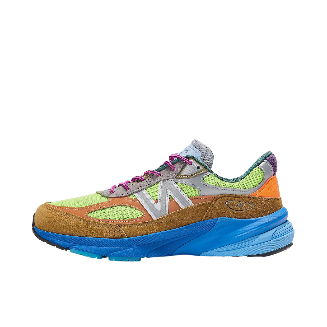 推荐商品：New Balance 990 V6 跑鞋 拼接网布绒面革织物合成革耐磨透气减震防滑支撑圆头 棕色/绿色/蓝色