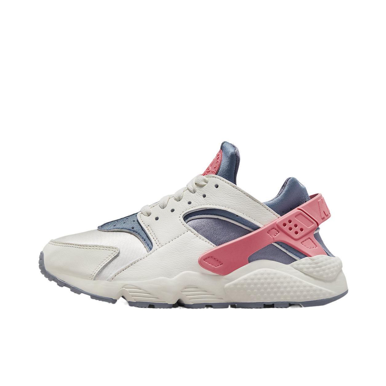 推荐商品：Nike Air Huarache 跑鞋 轻便透气舒适耐磨缓震复古防滑织物合成革运动低帮圆头 白色/粉色/蓝色