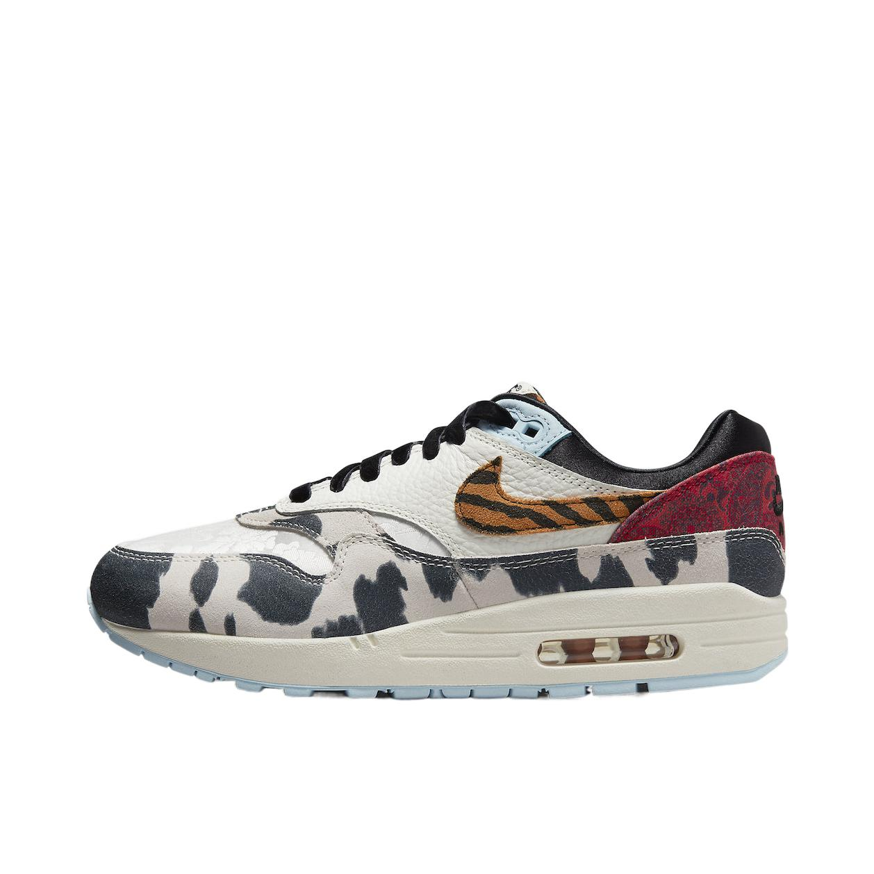推荐商品：Nike Air Max 1 跑鞋 气垫缓震透气轻便复古运动舒适百搭潮流耐磨低帮训练防滑冬季支撑马拉松防水抓地圆头耐穿 白色/黑色/红色