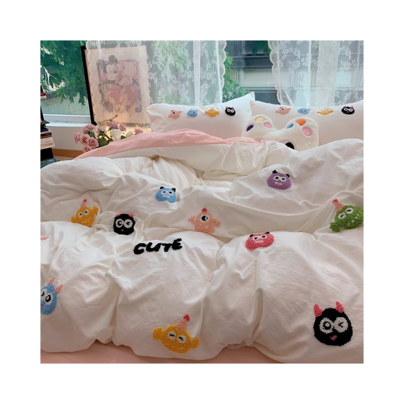 推荐商品：初念 ins系列 水洗棉毛巾绣亲肤三件套学生宿舍被单枕套被套