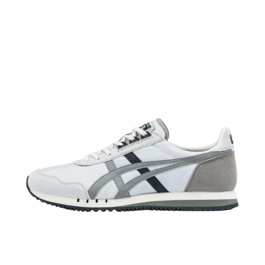 推荐商品：Onitsuka Tiger 鬼冢虎 Dualio 运动休闲鞋 防滑耐磨厚底轻便舒适复古潮流织物合成革 浅灰色/黑色   