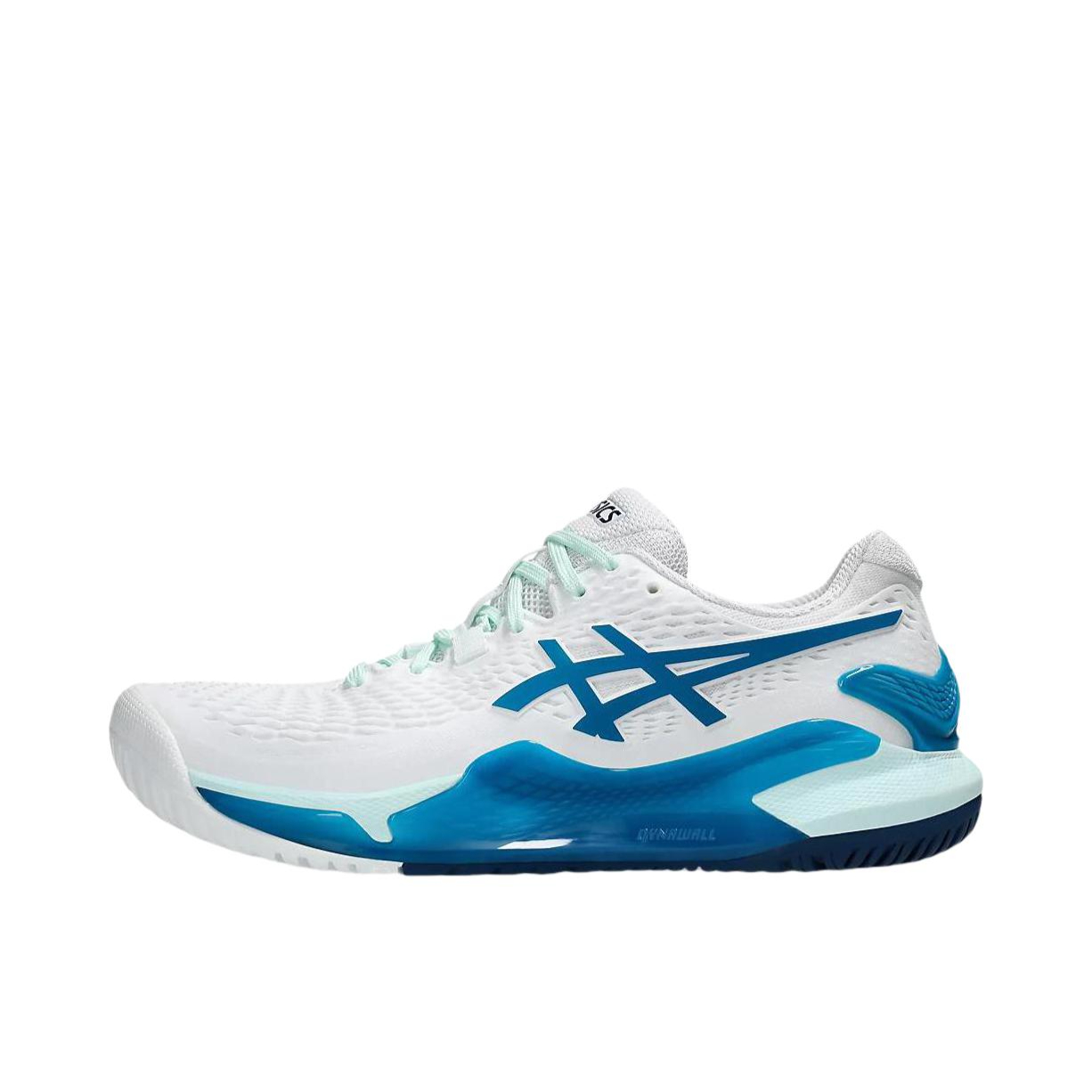 推荐商品：Asics/亚瑟士 Gel-Resolution 9 网面透气 防滑缓冲 稳定型 网球鞋 女款/白色/青色 