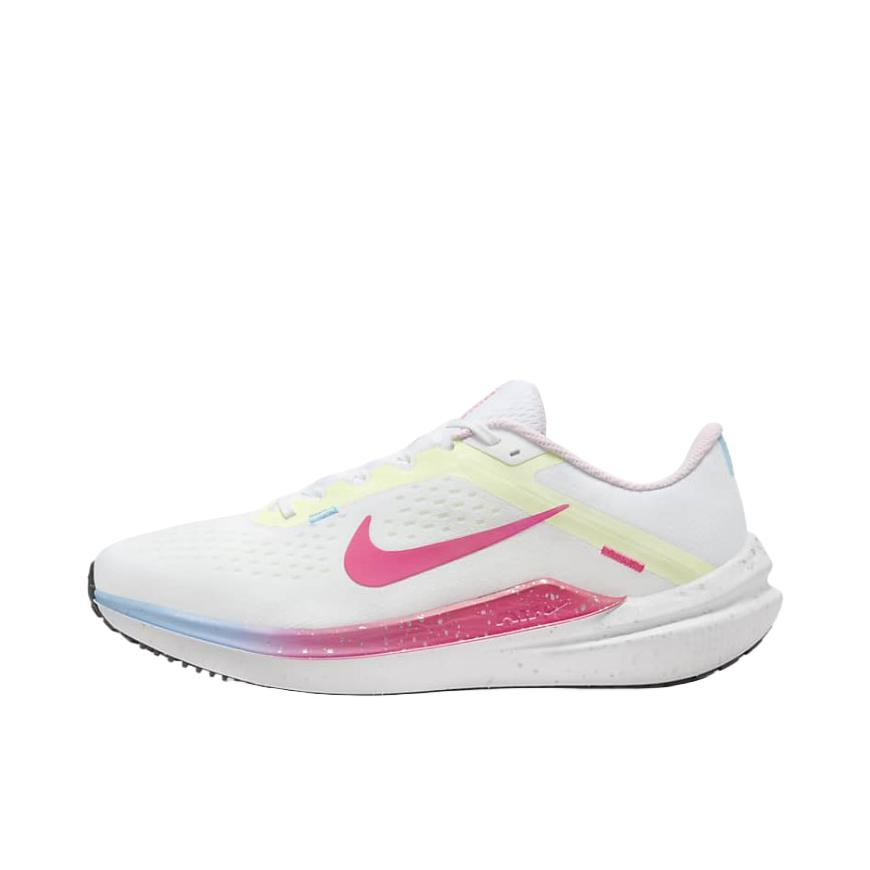 推荐商品：Nike Air Winflo 10 跑鞋 缓震回弹耐磨网面透气支撑短跑长跑圆头 白色/微黄绿/粉色