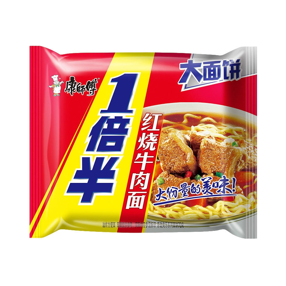 推荐商品：康师傅 一倍半系列 方便面 袋装 大份量充饥泡椒夜宵