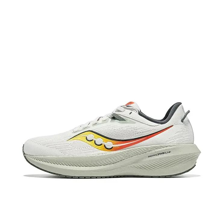 推荐商品：Saucony/索康尼 胜利21 Triumph 轻量缓震 回弹 跑鞋 灰色/黄色