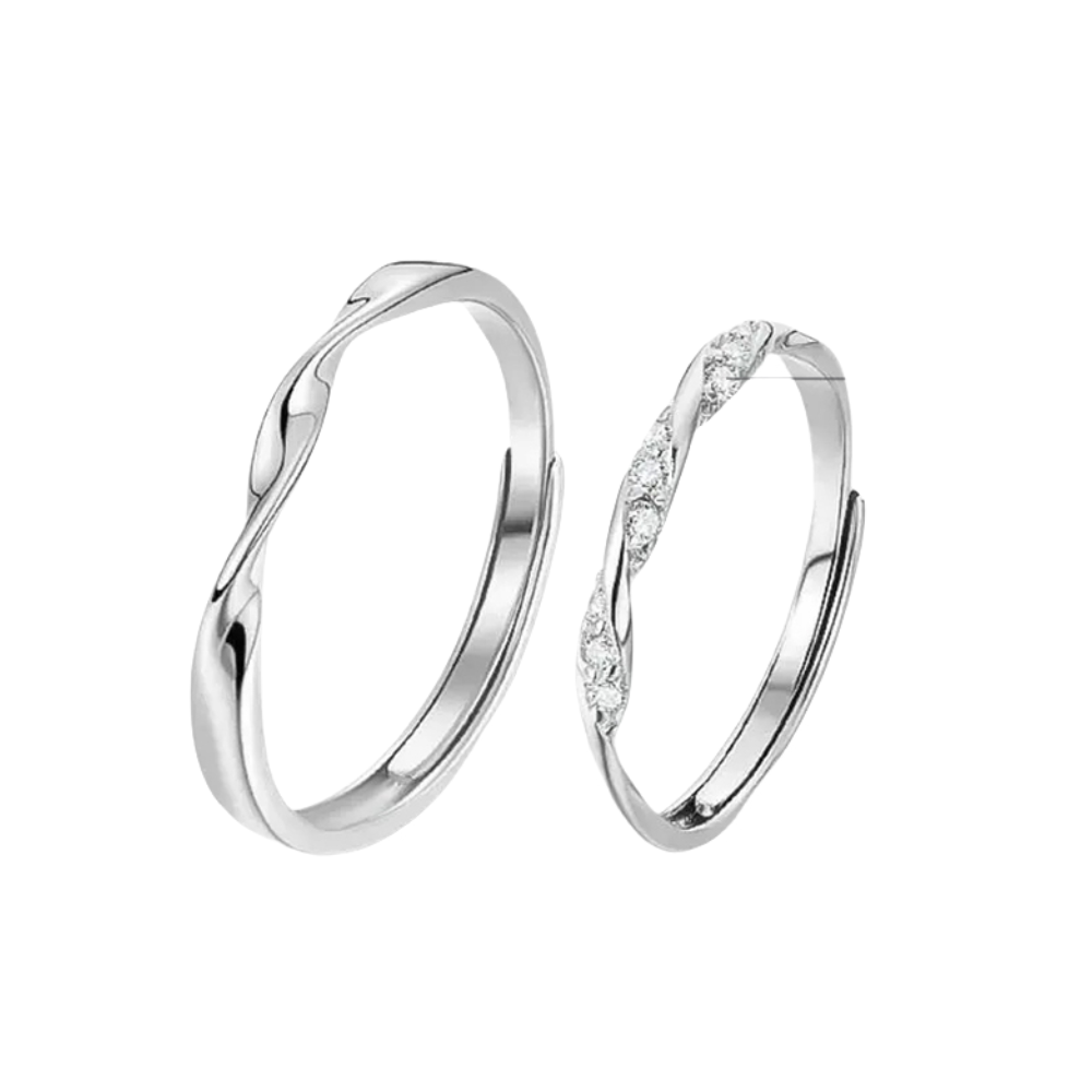 推荐商品：KIVA 莫比乌斯环环镶钻情侣款锆石戒指 KAJZ046