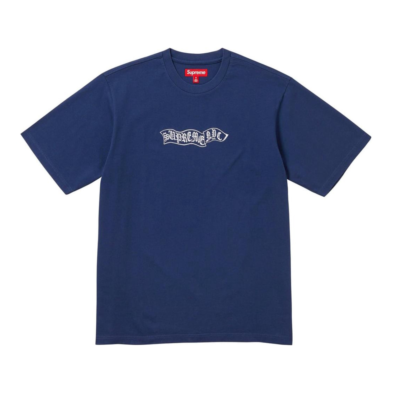 Supreme 旗帜LOGO刺绣圆领短袖T恤 男女同款 SUP-FW23-083 蓝