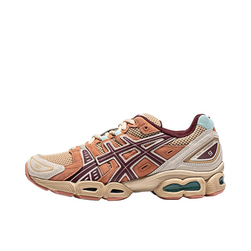 推荐商品：Asics/亚瑟士 Gel-Nimbus 9 跑鞋 减震回弹防滑耐磨网布透气合成革复古百搭圆头 女款/棕色/红色