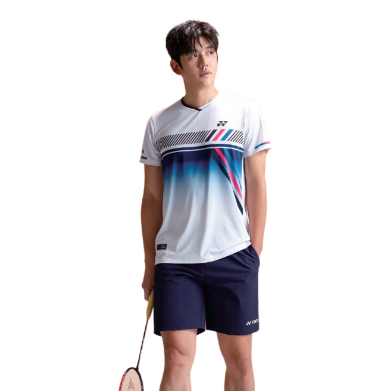 YONEX/尤尼克斯 速干吸汗品牌logo短袖羽毛球服 男女同款 241TS007M 白/男款