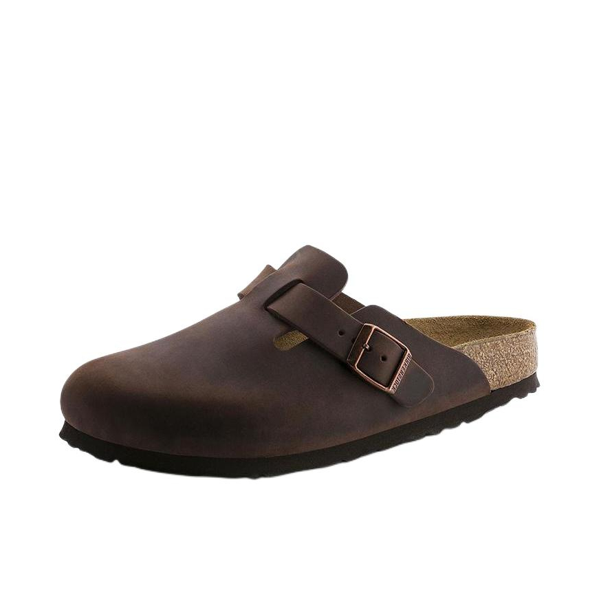 推荐商品：Birkenstock Boston系列 勃肯鞋 半拖鞋 防滑防磨包头软底搭扣秋冬绒面革牛皮软木 穆勒鞋一脚蹬 咖啡色