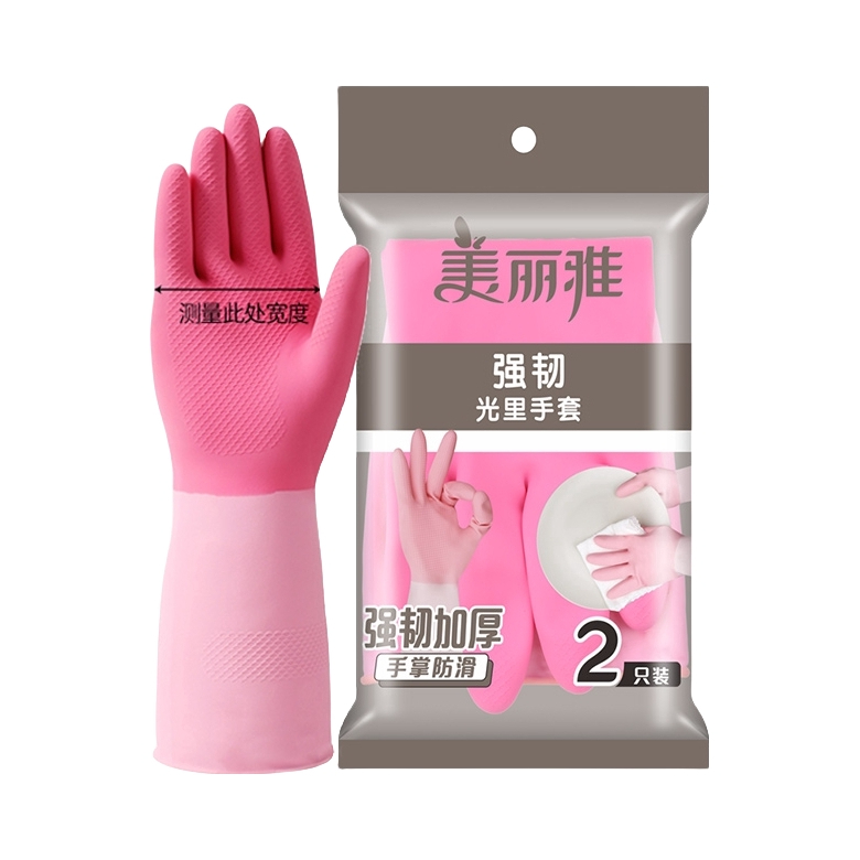 推荐商品：美丽雅 HC60432 强韧光里 双色耐酸碱防水胶皮橡胶 手套