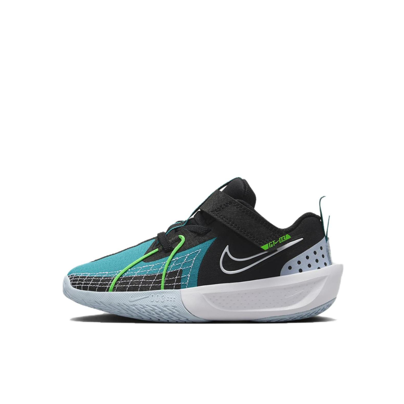 推荐商品：Nike Air Zoom G.T.CUT 3 魔术贴 防滑耐磨 舒适减震 易穿脱 儿童篮球鞋 透气 小童/黑色/碧绿/浅军械蓝/白色 