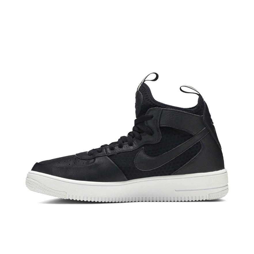 推荐商品：Nike Air Force 1 Ultraforce 板鞋 防滑耐磨舒适减震网布织物百搭时尚潮流复古皮革 Mid Black/White 男款/黑色/白色