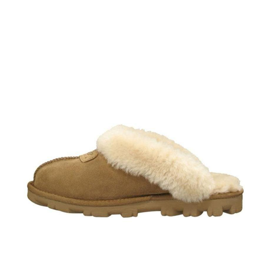 推荐商品：UGG Coquette 舒适 羊毛皮 包头 一脚蹬 运动休闲鞋 栗色