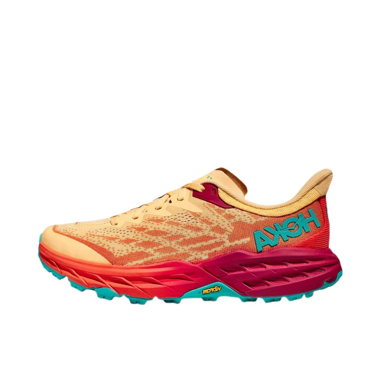 推荐商品：HOKA ONE ONE Speedgoat 5 飞速羚羊5 减震回弹 越野 支撑 网面织物 合成革 跑鞋 粉橘/火红色