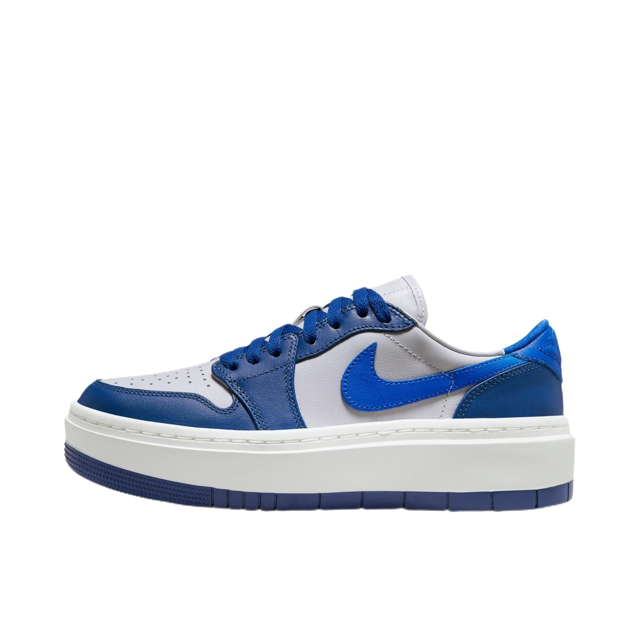 推荐商品：Jordan Air Jordan 1 elevate 板鞋 圆头厚底减震防滑复古增高 纯蓝/灰色/白色