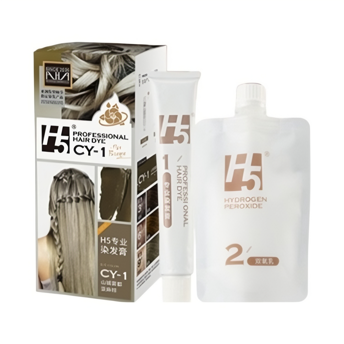 推荐商品：H5 天然纯植物无氨水配方染发剂 自己在家染发 免漂显白