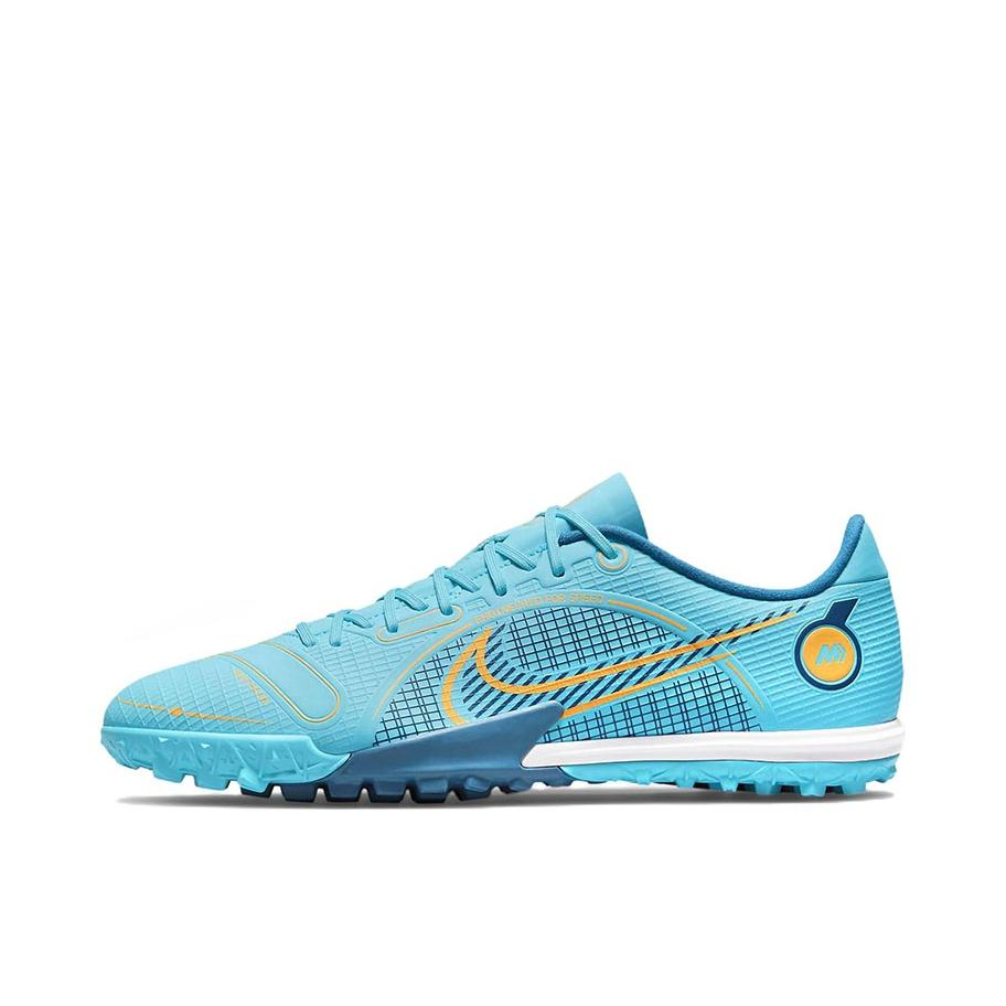 推荐商品：Nike Mercurial Vapor 14 Academy TF 中端 碎钉 人造草地 硬草地 圆头 耐磨支撑 足球鞋 蓝色
