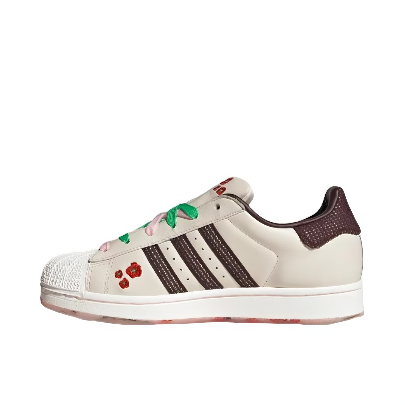 推荐商品：adidas Originals Superstar 2 板鞋 复古防滑耐磨贝壳头贴合圆头支撑 白色/暗棕色/清澈粉
