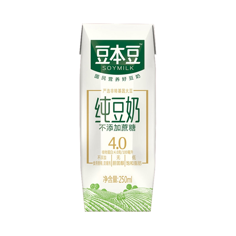 推荐商品：豆本豆 纯豆奶 不添加蔗糖 250ml 瓶装 营养早餐无蔗糖添加代餐
