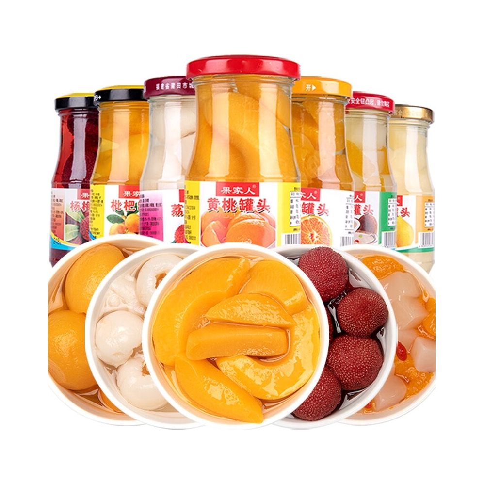 推荐商品：果家人 水果罐头 248g/瓶 玻璃瓶装 多口味组合